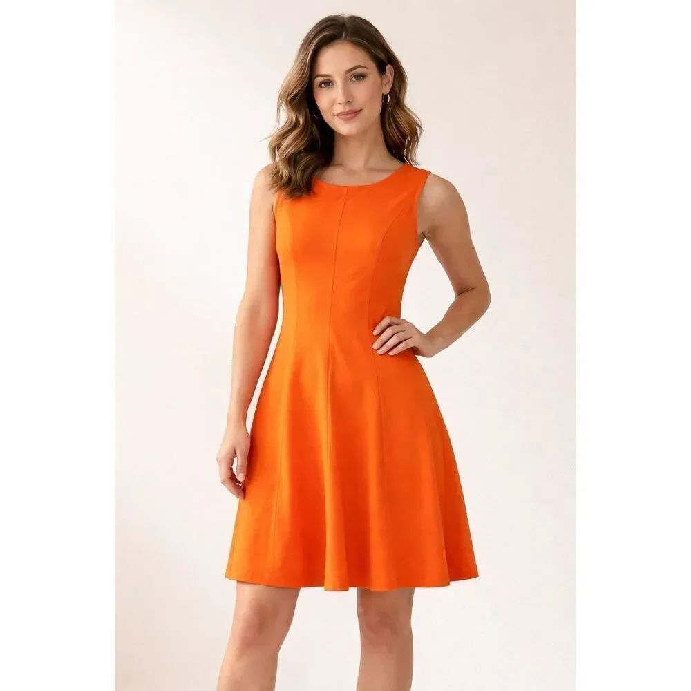 Banana Republic Orange A-Line Dress Petite 12P Sleeveless NWT